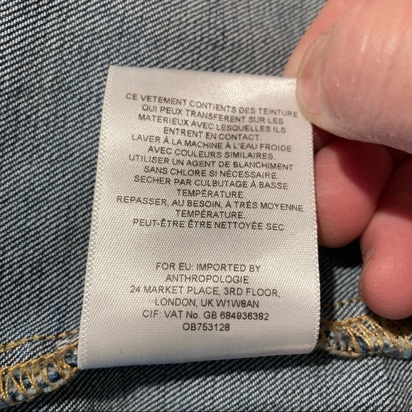 PILCRO & THE LETTERPRESS Sz  S Denim Trucker Jacket with Gingham Embroidered - Picture 8 of 10